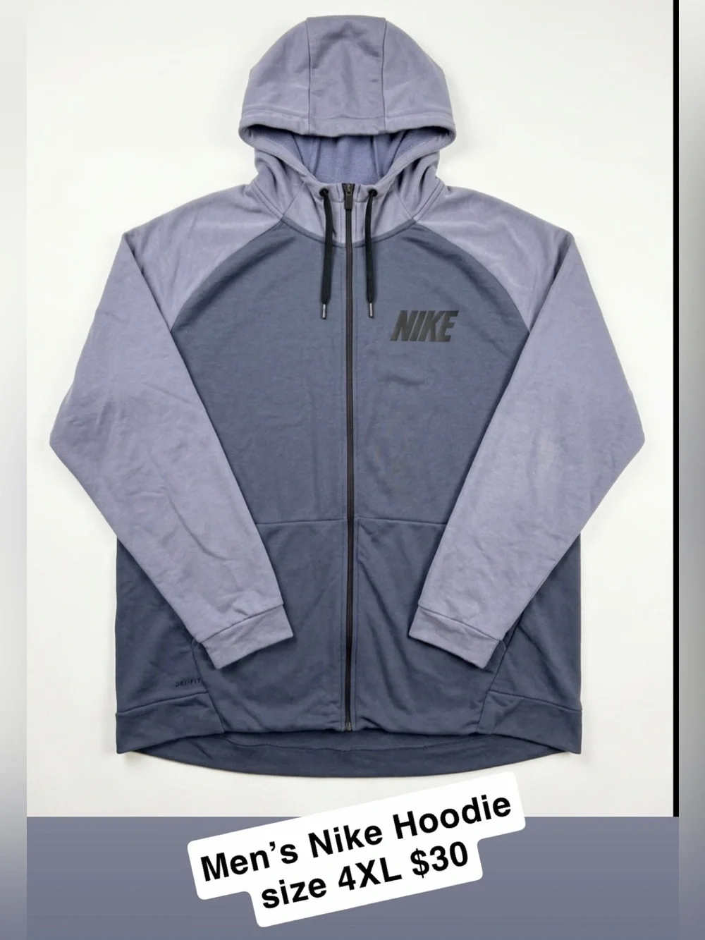 Nike Men’s Two-Tone Gray/Blue Full-Zip Hoodie